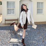 小香风呢子外套半身裙时尚套装女2025年秋冬季新款显瘦甜美两件套，女装毛呢外套，2C296