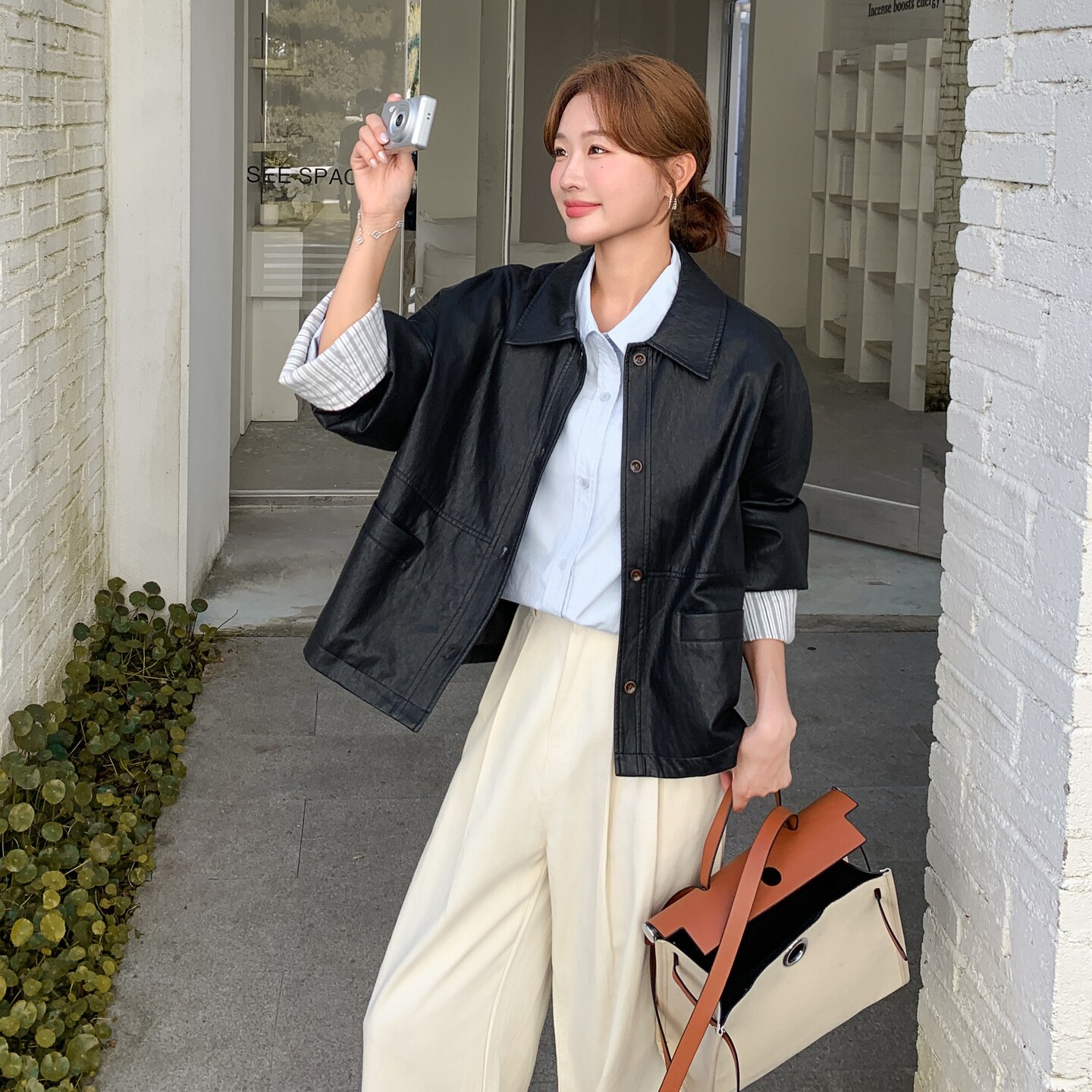 上就能卖！2026春款新款拼接条纹皮衣外套2C296-9523-P155-K248,女装皮衣,2C296