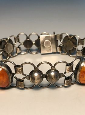 德国纯银天然琥珀手链