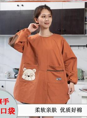 全包式围裙倒穿衣超好看的冬天日韩系艺术大人罩衣厨房商用女全包