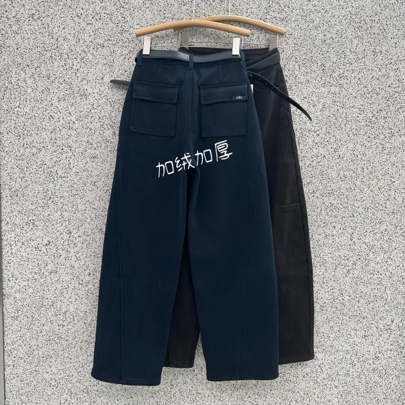 JEANS芭度玄风61026 61027加绒加厚藏青蓝牛仔裤女显瘦弯刀拖地裤