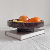 法式 侘寂风天然大理石果盘设计师样板间艺术托盘高档酒店装 饰摆件