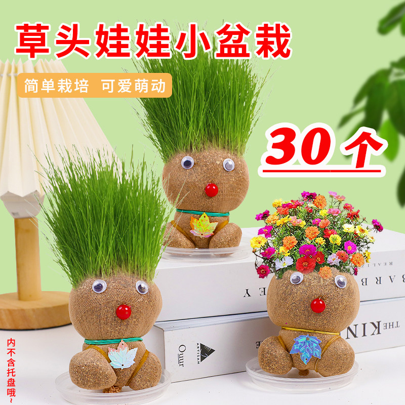 毕业礼物幼儿园小学生奖励奖品全班分享玩具创意DIY草头娃娃盆栽