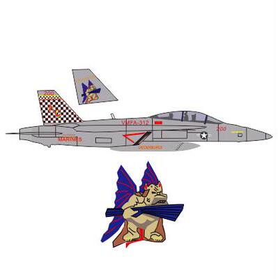 Checkerboards棋盘中队 F/A-18 水帖 1/350 大黄蜂 VMFA-312