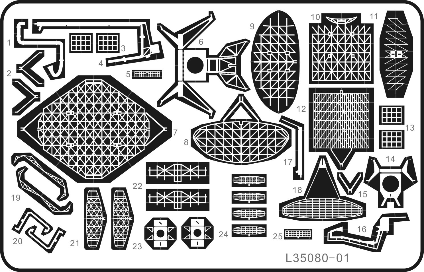 【龙兴模型】L35080 1:350俄罗斯现代舰船雷达蚀刻片