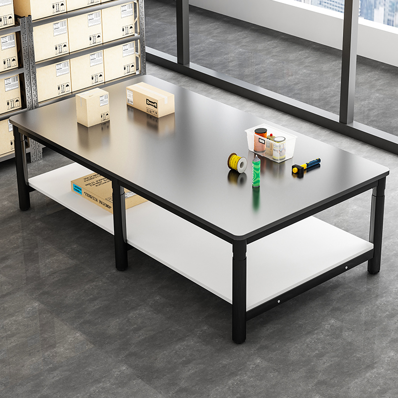 双层不锈钢工作台桌子长方形快递打包裁剪台工厂车间操作包装台面