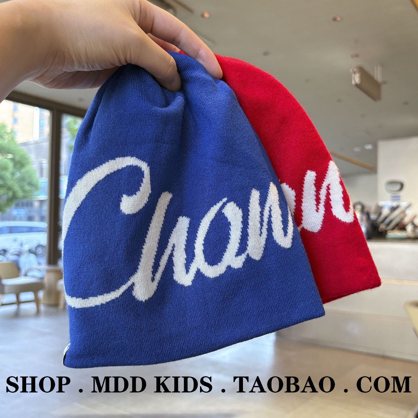 保暖男女毛线帽美式潮护耳帽针织戴青少年中大童冷帽儿童防寒双面