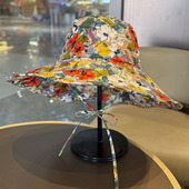 涂鸦渔夫帽春秋夏季 大帽檐遮阳帽女士户外沙滩遮脸防晒显脸小盆帽