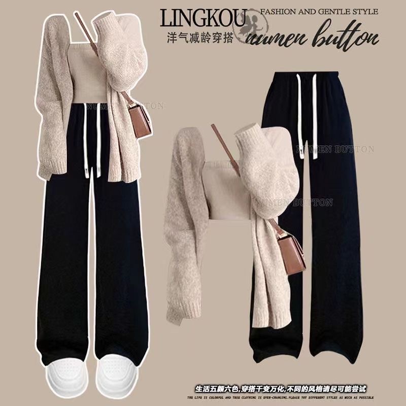 秋冬季小个子穿搭温柔开衫毛衣女