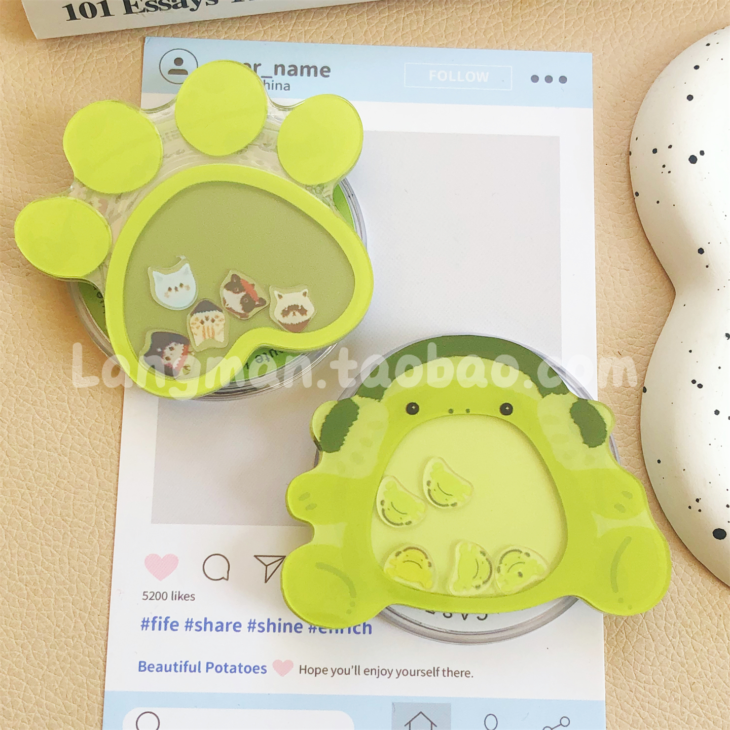 趣味卡通青蛙猫爪摇摇乐手机支架