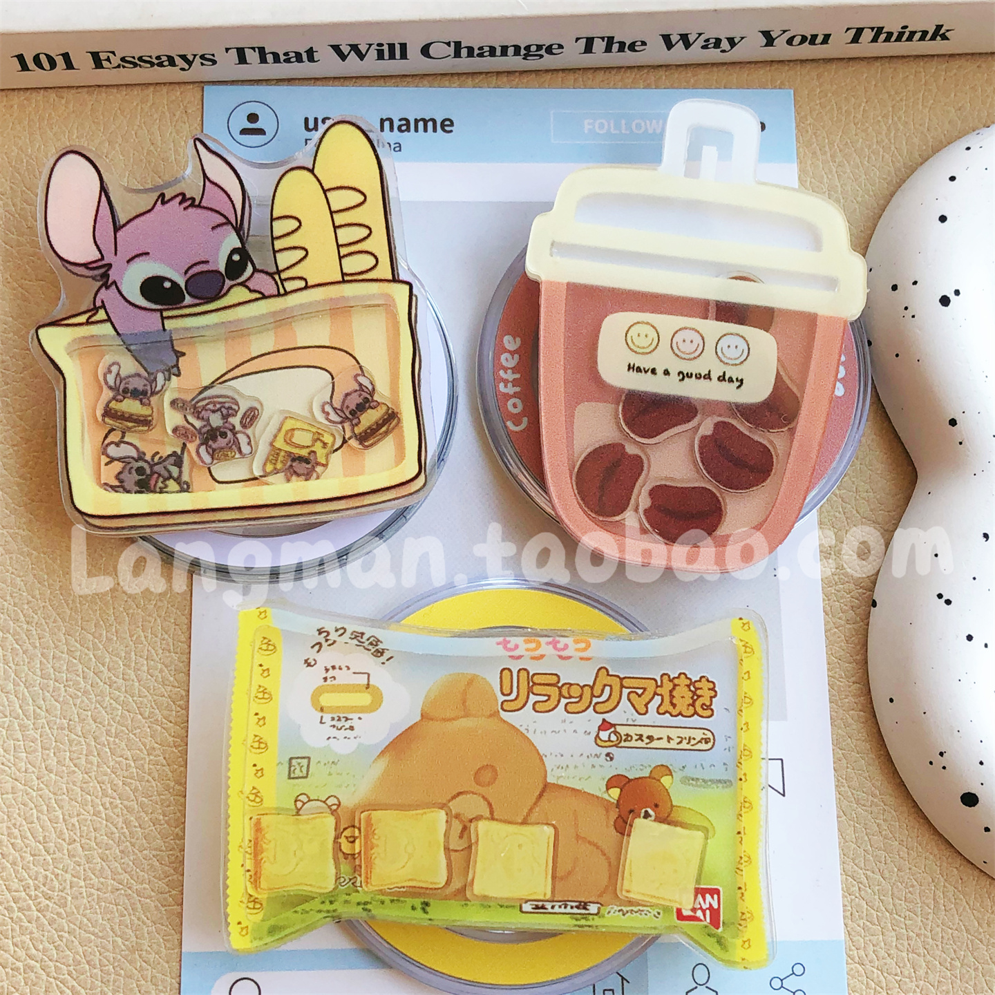 可爱卡通趴趴轻松熊手机支架