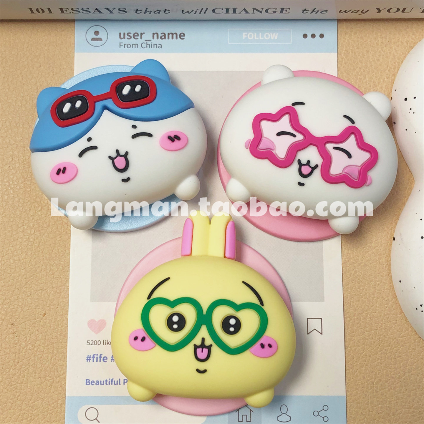 可爱卡通黄兔子头像手机磁吸支架硅胶立体可伸缩磁吸式桌面背贴女