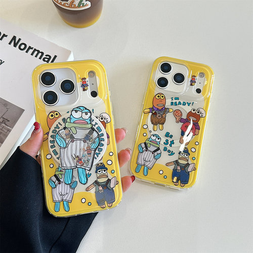 趣味摇摇乐背带裤比奇堡鱼磁吸支架适用iphone17promax手机壳苹果16promax新款全包15pro防摔保护套17软壳14