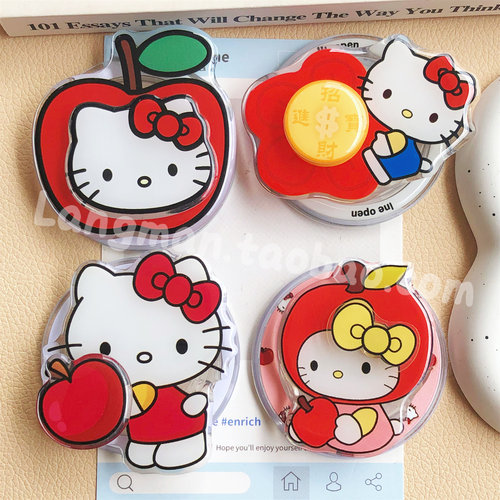 新款卡通苹果凯蒂猫转转手机支架