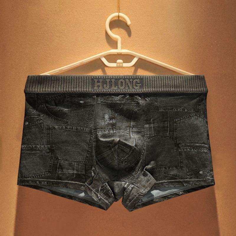 【三条装】印花平角裤牛仔透气男平角内裤夏季青年运动休闲男士