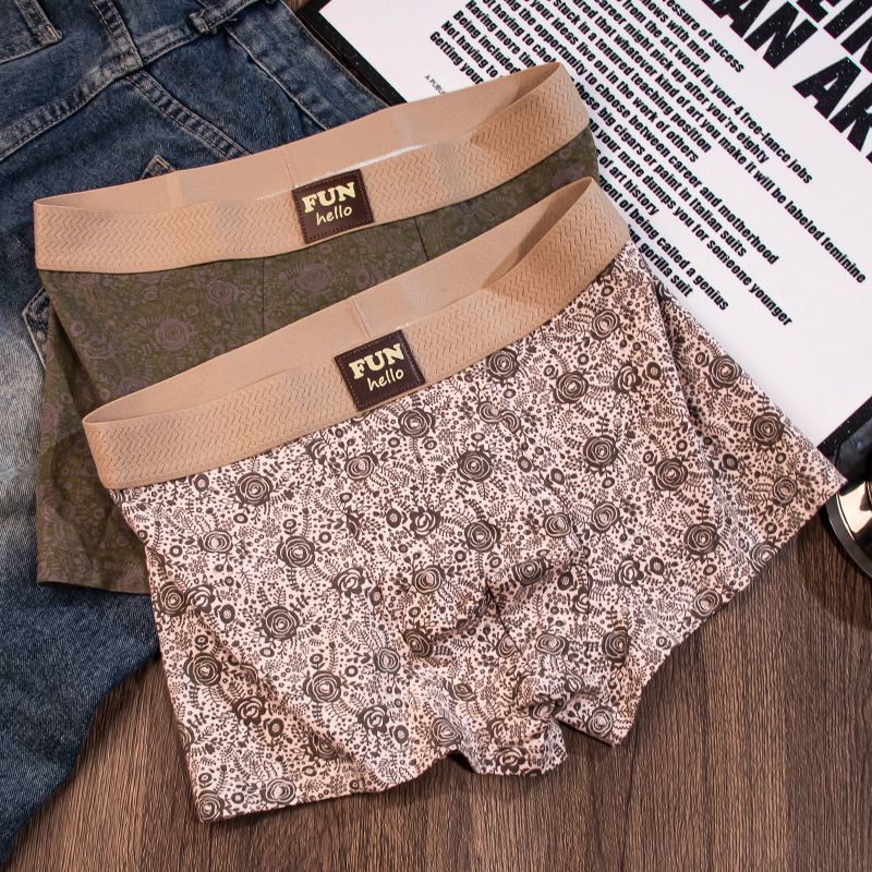 【三条装】古典印花国风男士内裤棉质平角裤亲肤透气四角裤头新款