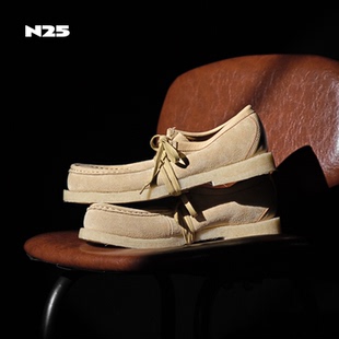 N25纯手工反毛皮袋鼠鞋 乐福鞋 生胶底增高厚底休闲鞋 穆勒鞋