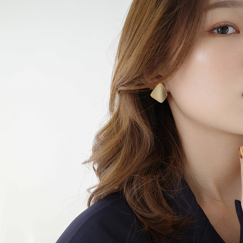 【迷度】s925银针几何耳钉耳环女