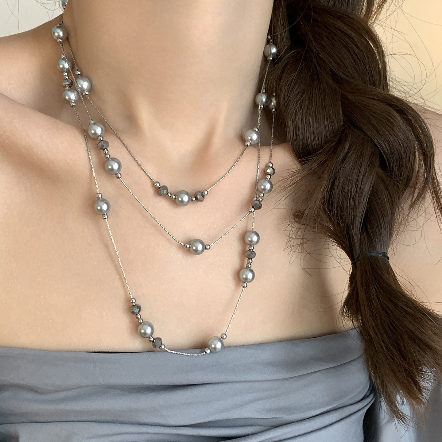 迷度多戴珍珠项链轻奢小众高级感叠戴长款多层毛衣链气质长项链女