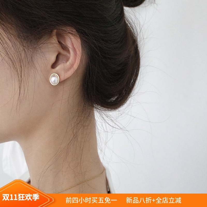 s925银针金边复古气质少女心ins