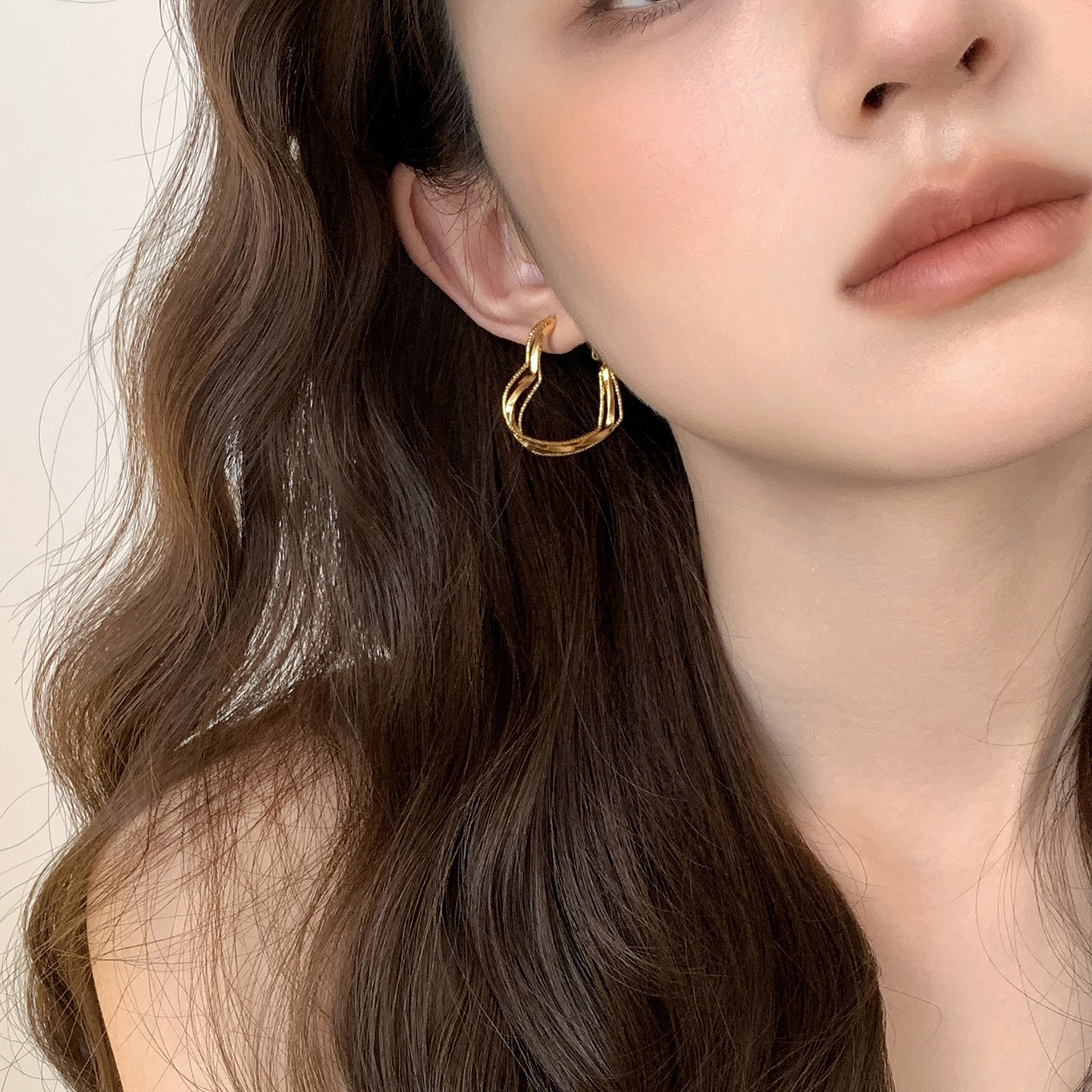 S925银针爱心耳环小众设计耳圈女