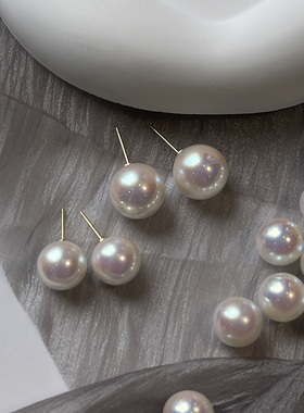 小灯泡珍珠耳夹炫光akoya人造珍珠耳钉fever耳环小众设计耳饰高级