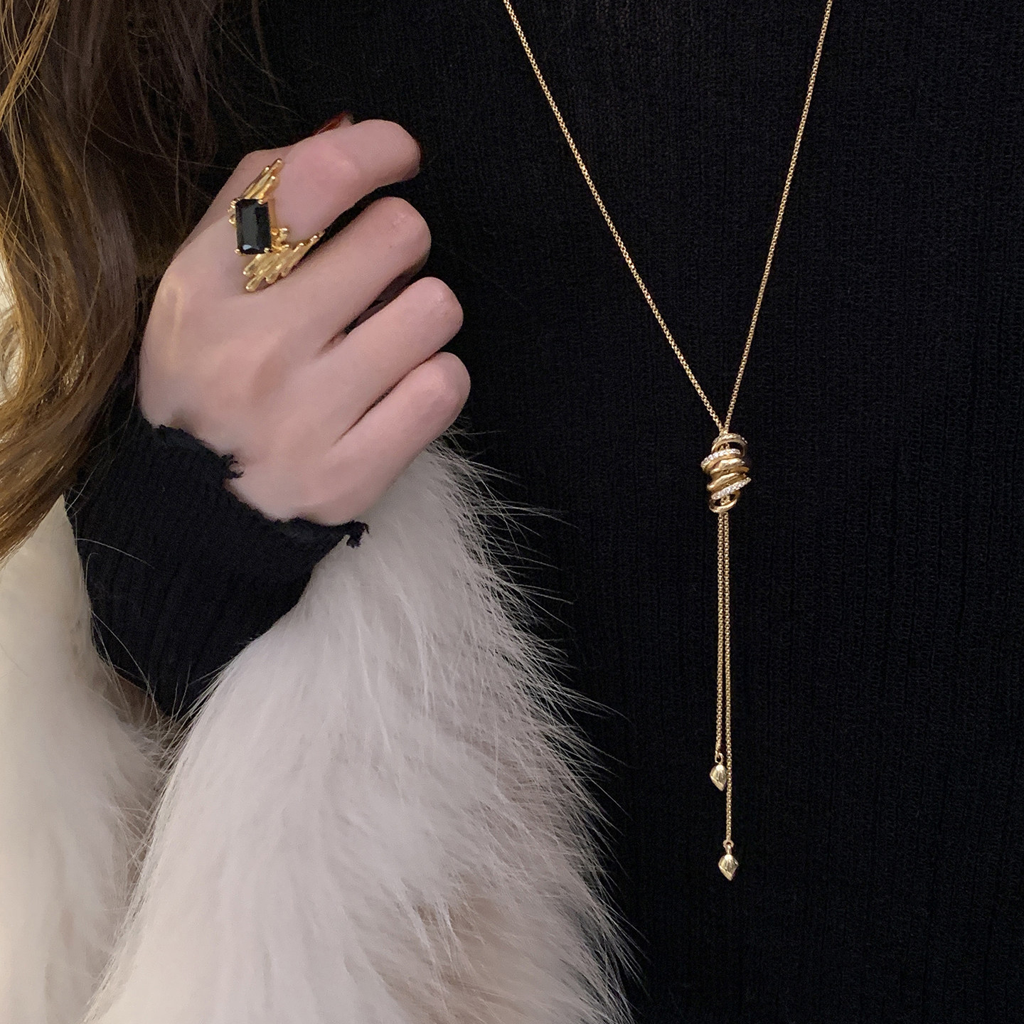 1.20【新品八折】高保色小众设计结绳长款毛衣链女轻奢气质项链女,饰品/流行首饰/时尚饰品新,项链,淘宝优惠券,粉丝福利购,淘宝优惠卷