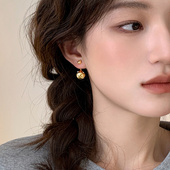 迷度S925银针原创小众设计耳环高级感金球耳钉一款 两戴冷淡风耳坠