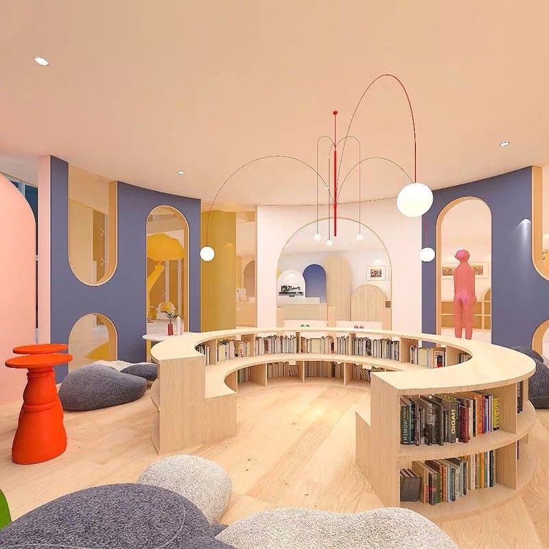 图书馆弧形书柜早教幼儿园环创阅读区绘本馆环形软凳圆形坐凳书架,住宅家具,书架,淘宝优惠券,粉丝福利购,淘宝优惠卷