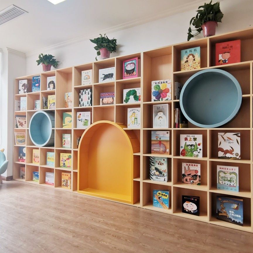 松木儿童图书馆整墙书柜弧形拱门幼儿园绘本架阅读区异形书柜展架,住宅家具,书架,淘宝优惠券,粉丝福利购,淘宝优惠卷