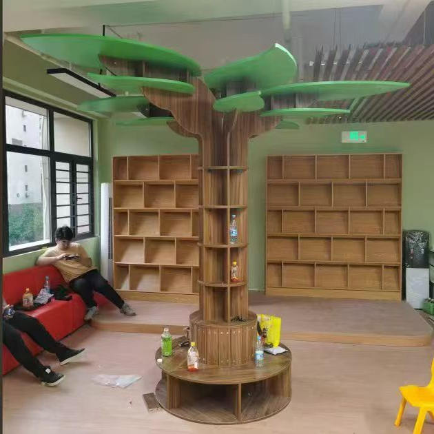 3D立体实木树形绘本架智慧大树书架图书馆橱窗售楼展架门厅摆件