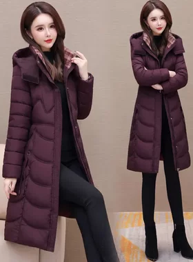 韩版连帽长款棉服女2026冬季新款时尚气质加厚保暖修身显瘦外套潮