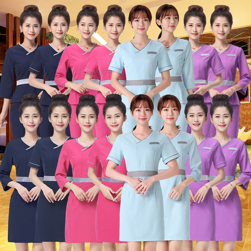 夏季美容师工作服美容院美容美发套装会所足疗技师服秋冬季女工衣