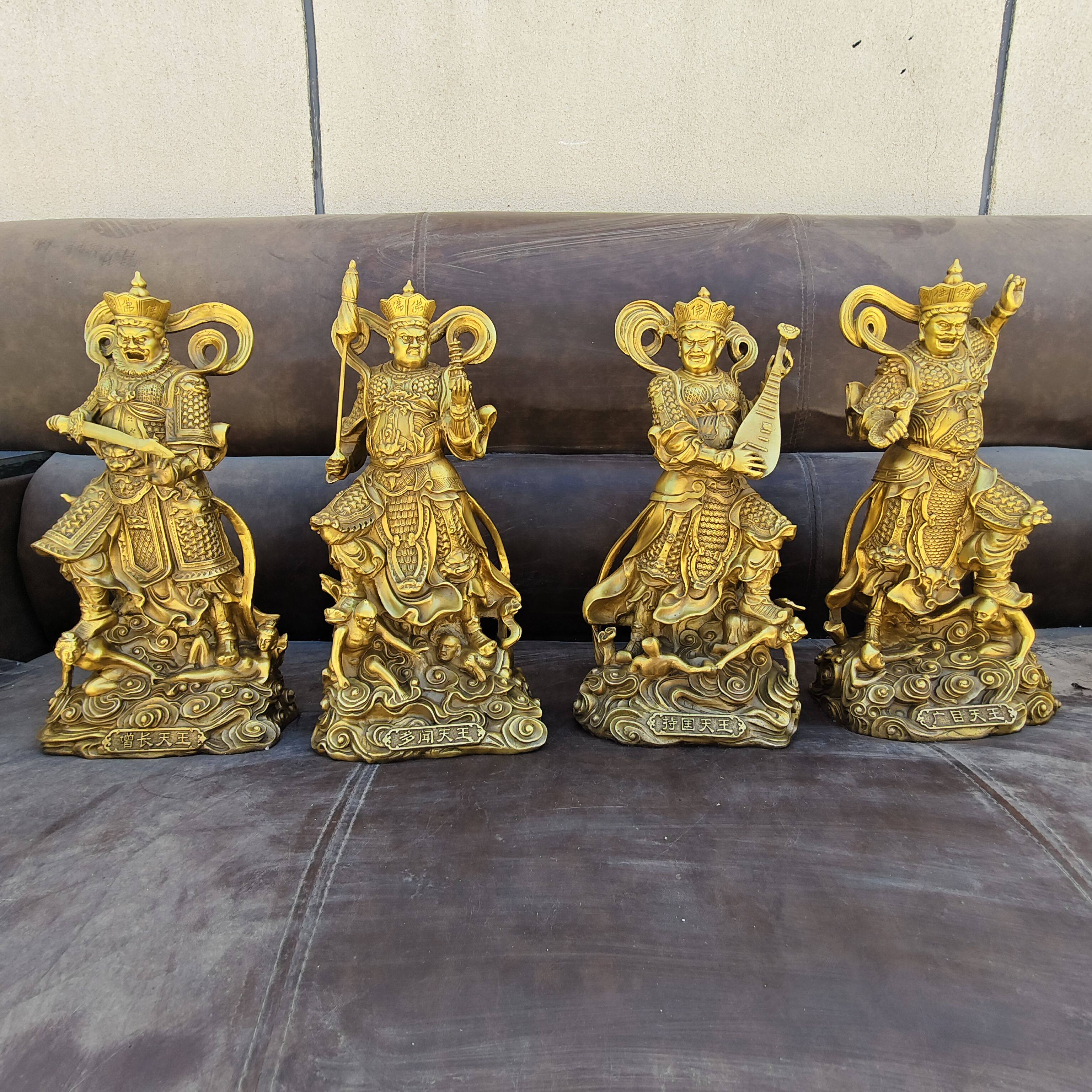 全铜四大天王佛像摆件四大金刚持国广目增长多闻天王护法神像一套