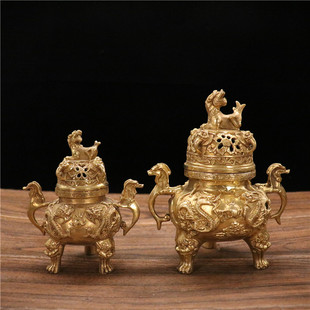 纯铜二龙炉 九龙炉 十二生肖炉  二龙戏珠 臧炉居家客厅酒柜