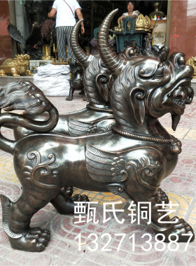 貔貅朝天吼睚眦神兽开业铜像