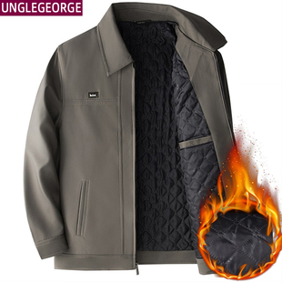 爸爸夹克中年外套男棉衣秋冬装 老人外套男 中老年人上衣爷爷夹克衫