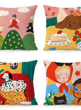 欧多巴胺可爱卡通十字绣抱枕新款线绣客厅沙发靠枕卧室床头枕套绣