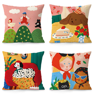 欧多巴胺可爱卡通十字绣抱枕新款线绣客厅沙发靠枕卧室床头枕套绣