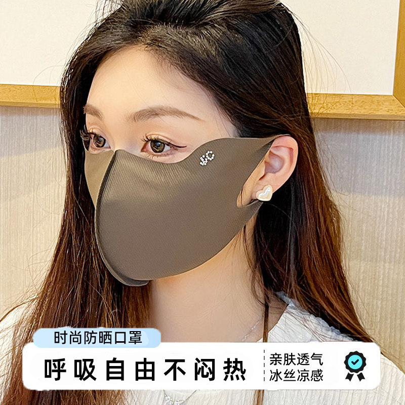 遮阳口罩夏季防晒冰丝凉感口罩女护眼角透气无痕防蹭妆口罩夏季