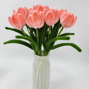 郁金香手工花束diy材料包套扭扭棒编织妇女节 饰品仿真花 礼物装