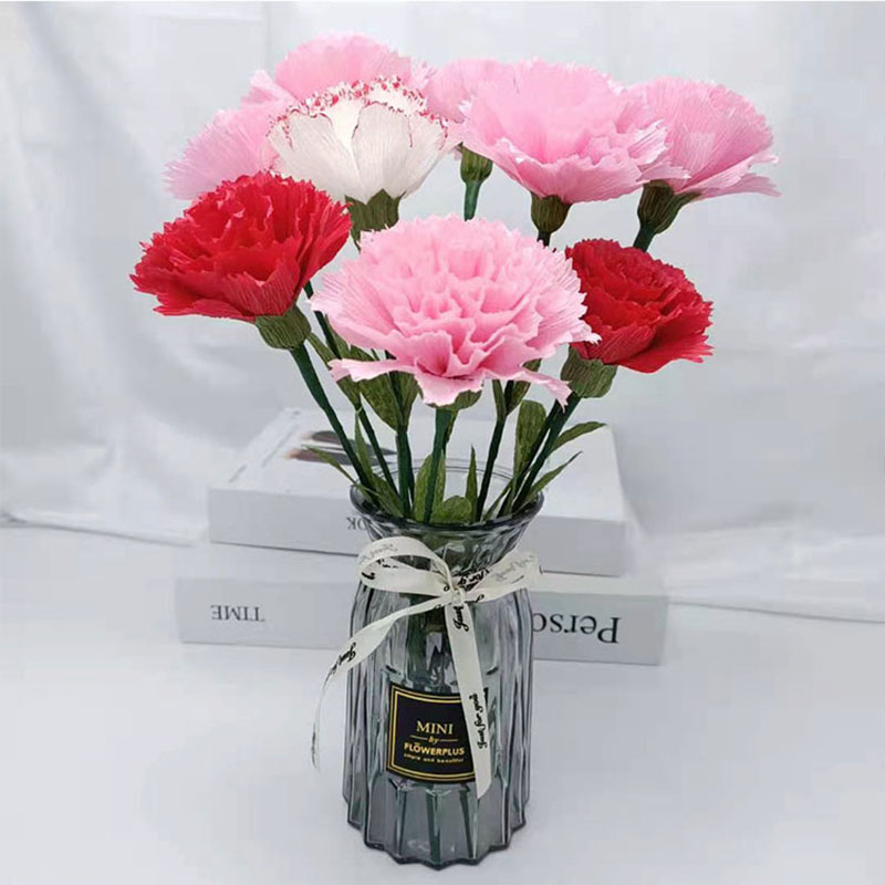 康乃馨皱纹纸手工花束diy材料包母亲节教师节礼物手工花 自己制作