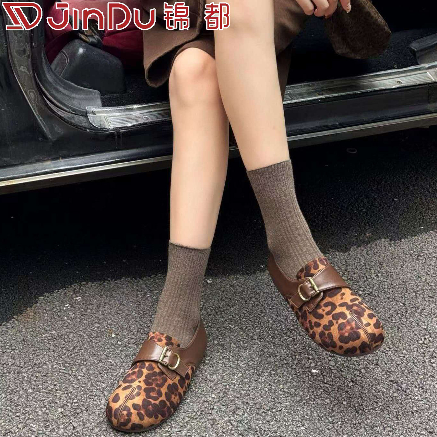 锦都真皮勃肯鞋女2026新款爆款软底不累脚复古豹纹百搭一脚蹬单鞋
