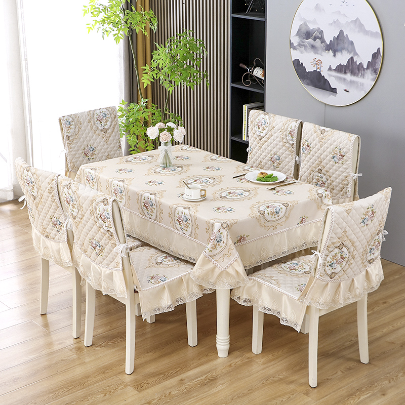 四季通用餐桌椅坐垫靠背套装简约现代长方形桌布餐椅垫椅子套罩