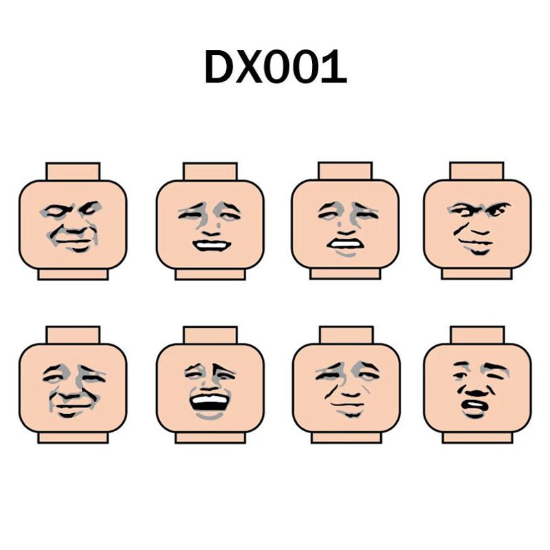 兼容乐高搞笑二次元表情包emoji拼装积木人仔第三方配件玩具dx001