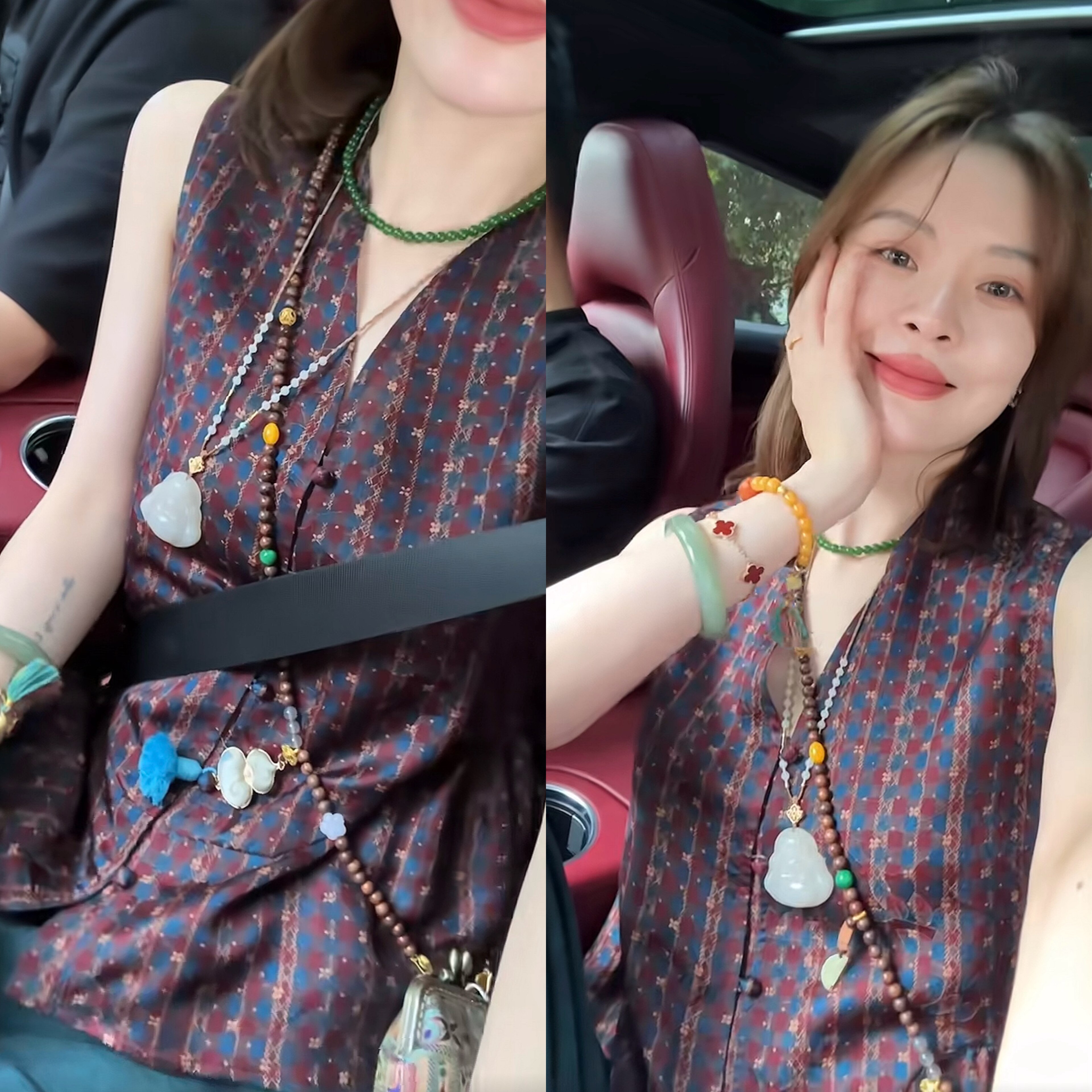 新中式复古缎面印花上衣