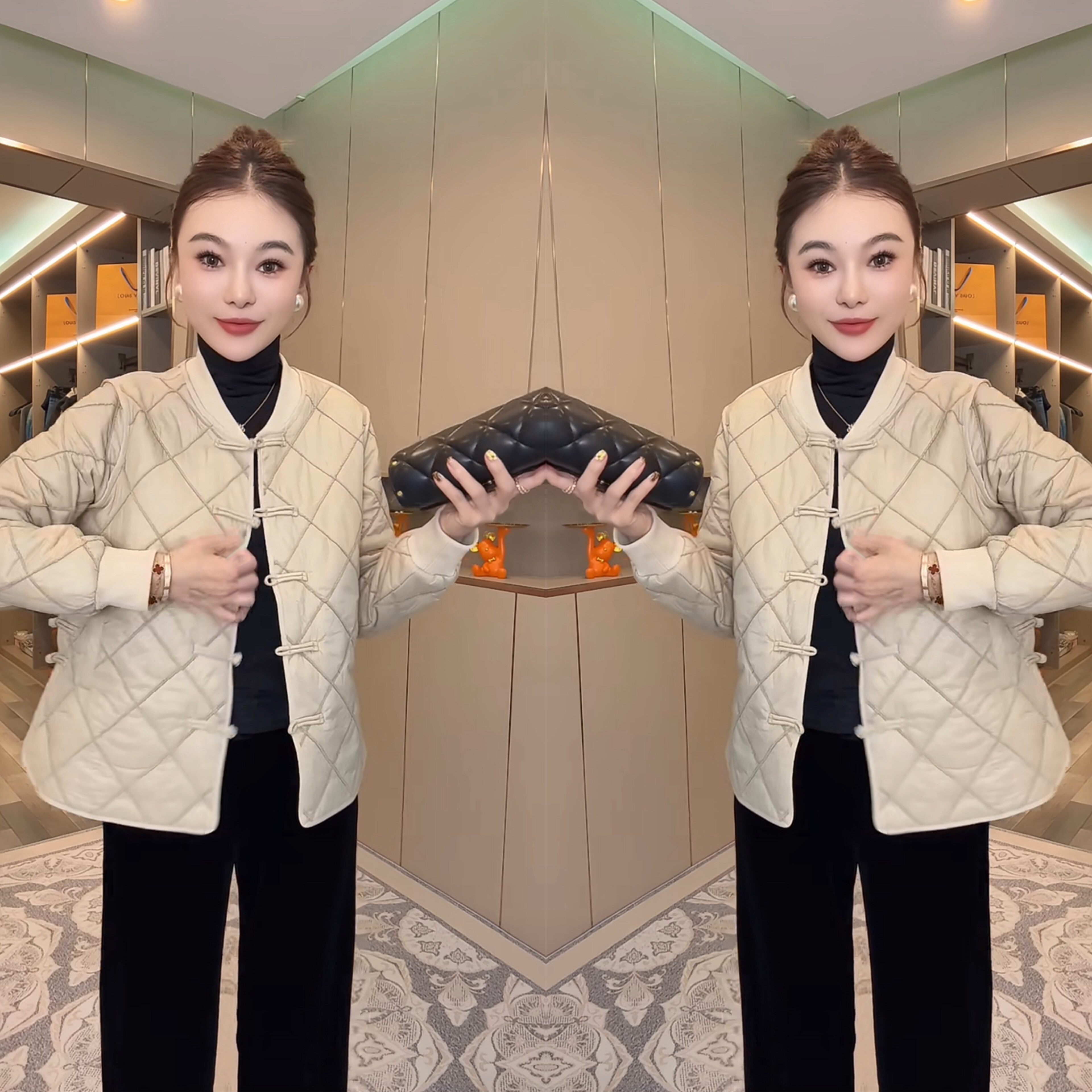 国风盘扣压格短款舒适百搭上衣女