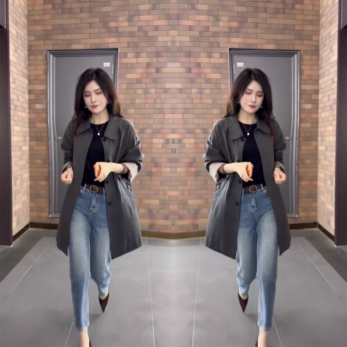 高级感极简风翻领廓形外套