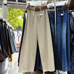 卡其色休闲裤女2025年新款时尚潮流百搭宽松显瘦牛仔裤拖地阔腿裤