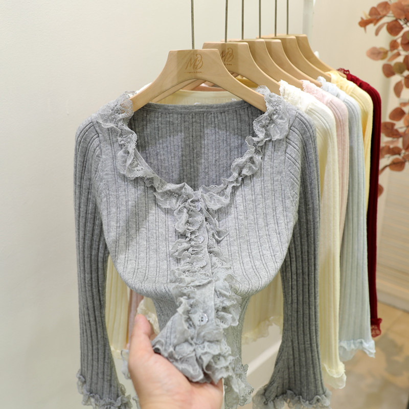 纯欲甜辣妹喇叭袖针织衫开衫女